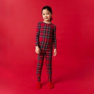 Posh Peanut Red Plaid Kids Pajama Set